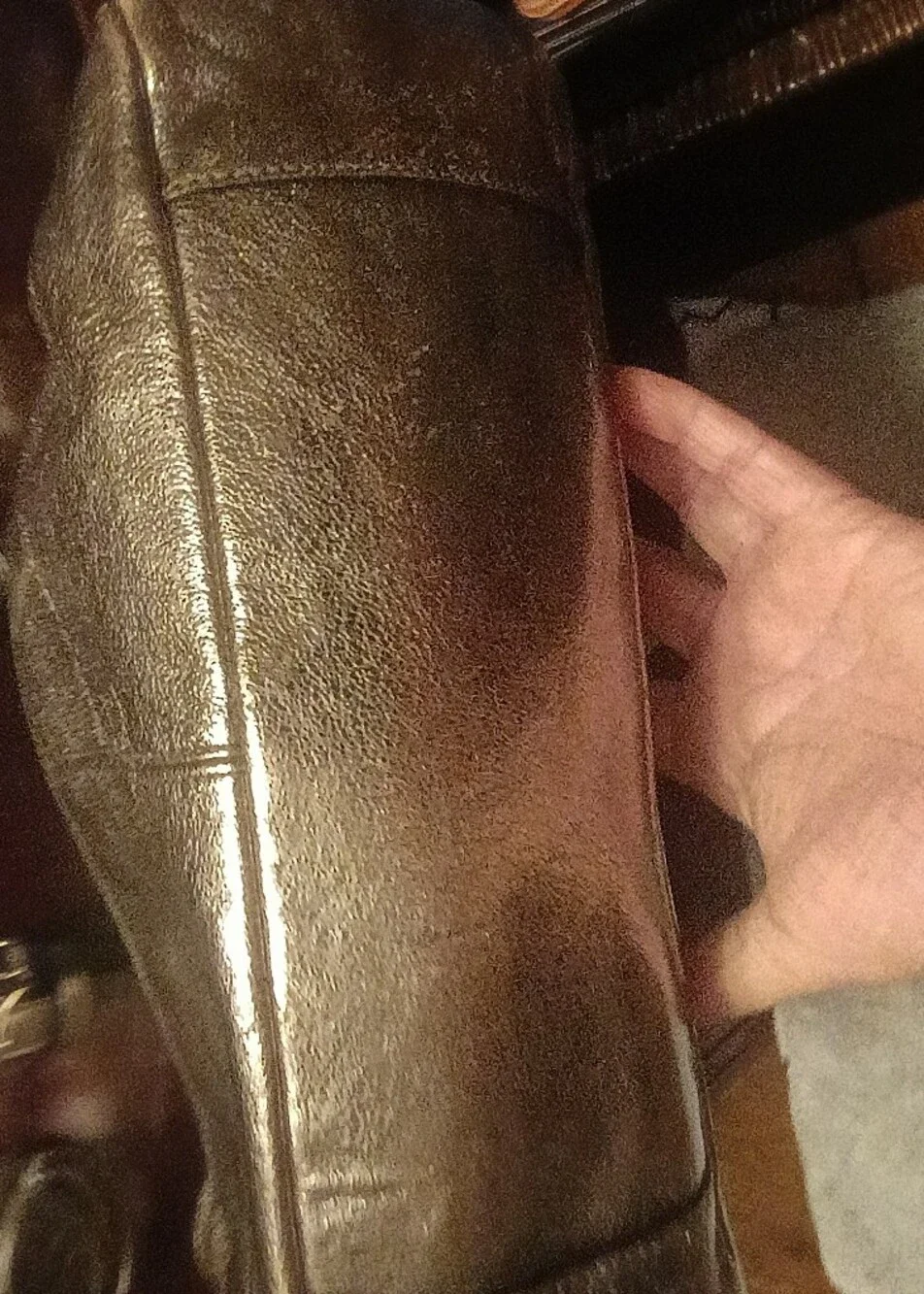 Coach Metallic Bronze Leather Tote with Charm